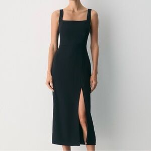 Babaton Black Midi Dress with Thigh Slit